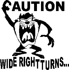 trucker trucking rv trailer taz wide right turns vinyl decal sticker