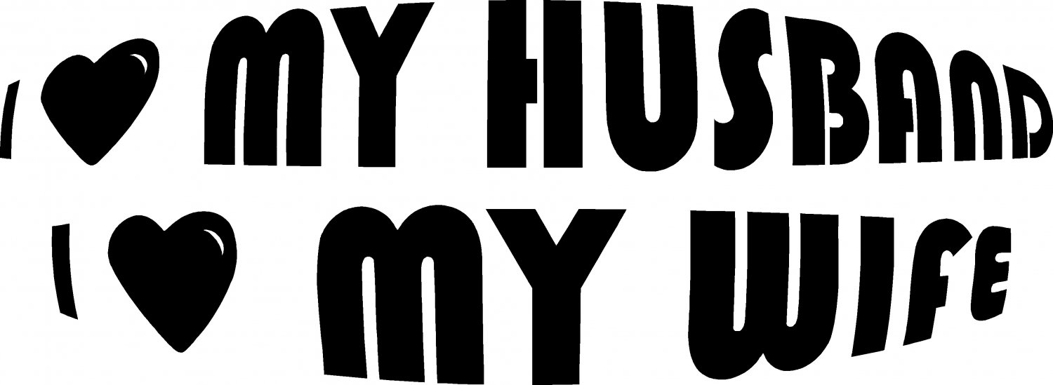I LOVE MY HUSBAND I LOVE MY WIFE SET VINYL DECAL STICKERS...PRICE IS FOR 2