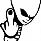 alien giving the bird finger vinyl decal sticker