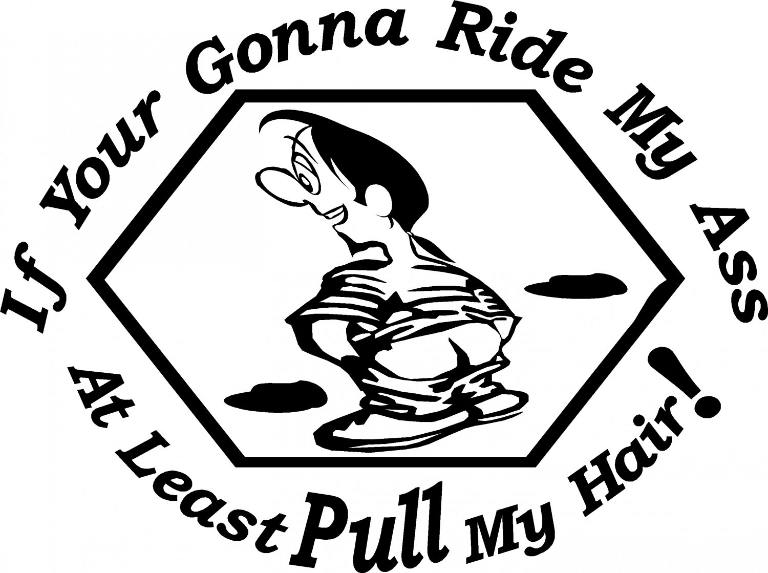 tailgating sticker if you're gonna ride my ass at least pull my hair! gay decal