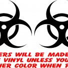 biohazard logo set of 2 vinyl decals stickers