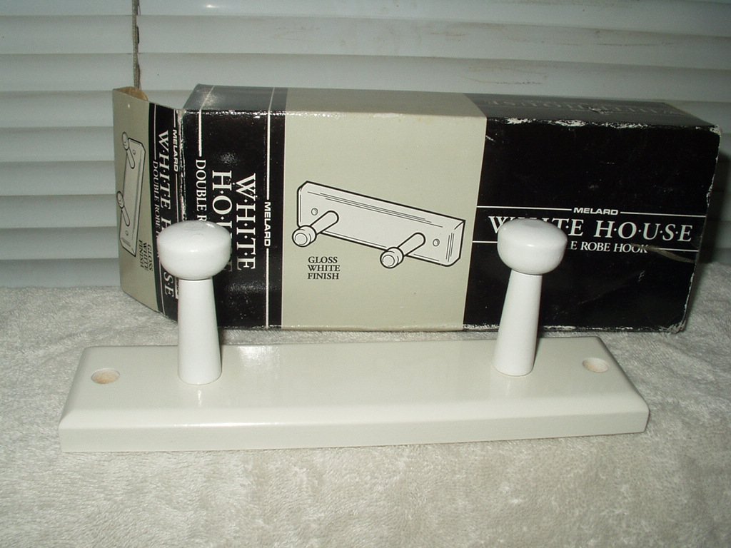 white house double robe hook by mellard gloss white finish
