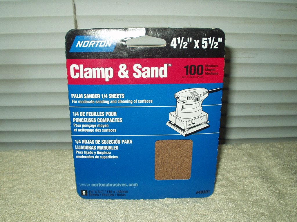palm sander 1/4 sheets lot of 5 ea norton # 48301 4.5" x 5.5" 100 grit medium