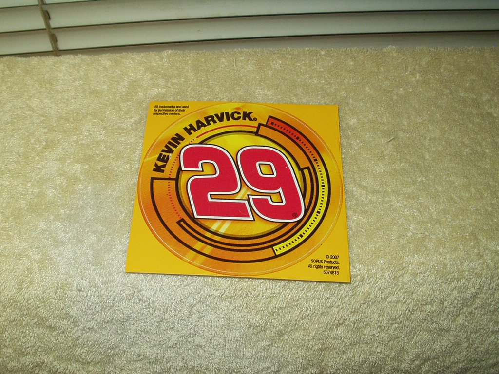 kevin harvick #29 2007 4" round color sticker decal sopus products brand
