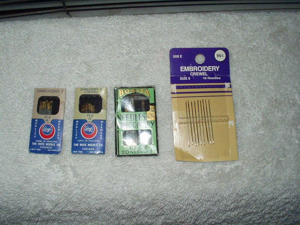 embroidery needles 52 total 14ea boye #7 16ea boye #8 9ea #8 &13ea bonita 3/9