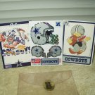 vtg 1990 dallas cowboy mini helmet sticker set w/ hot shot & huddle cards