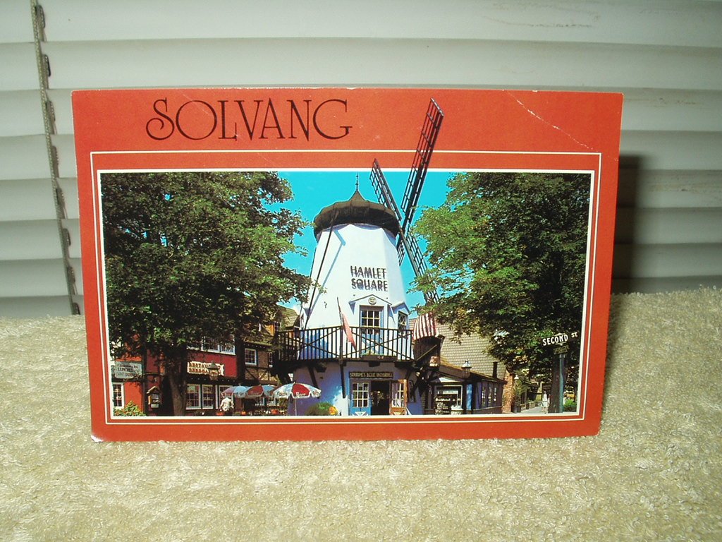 solvang california windmill in hamlet square unused postcard