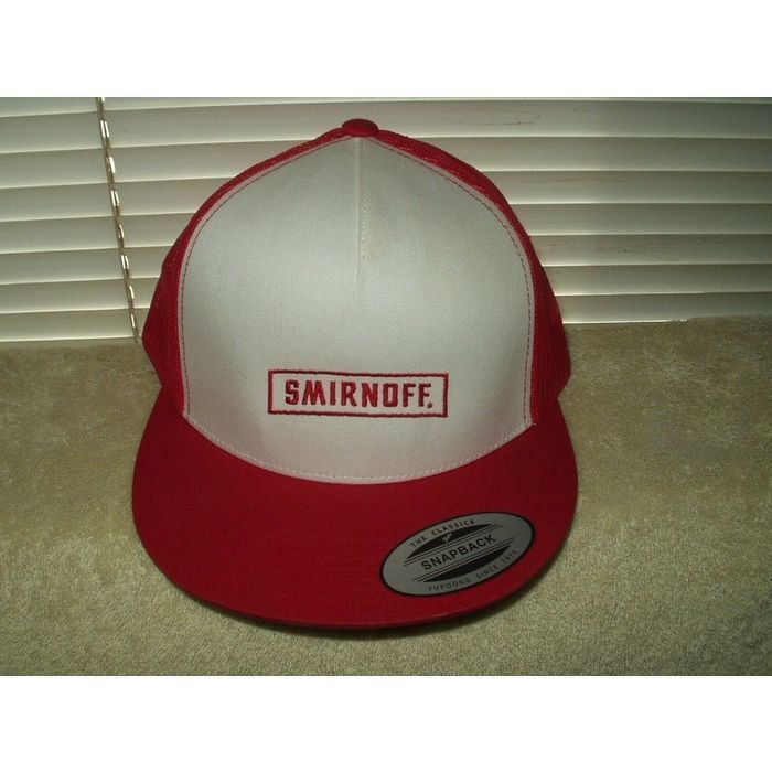 smirnoff snapback cap hat red & white mesh style back half the classics