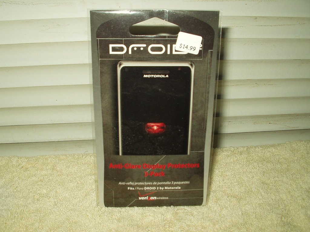motorola droid2 droid 2 ant-glare display protectors pack of 3 verizon #motdrd23pkasp