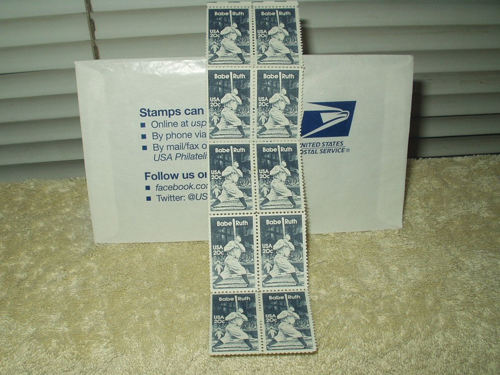 babe ruth 20 cent stamp from 1983 unposted lot of 10
