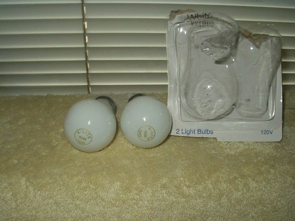 40W WHITE APPLIANCE BULBS 2 EA CEILING FAN LIGHT K-LITE # KL1736WH 2 TIMES LIFE