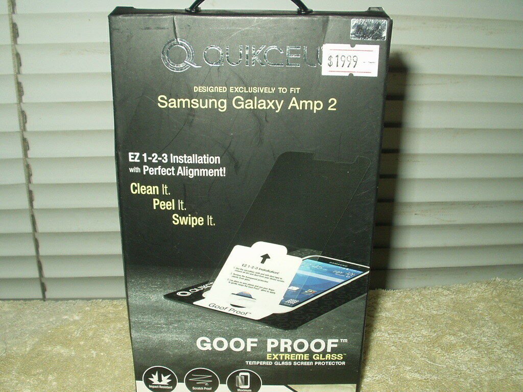 samsung galaxy amp 2 tempered glass screen protector quikcell goof proof