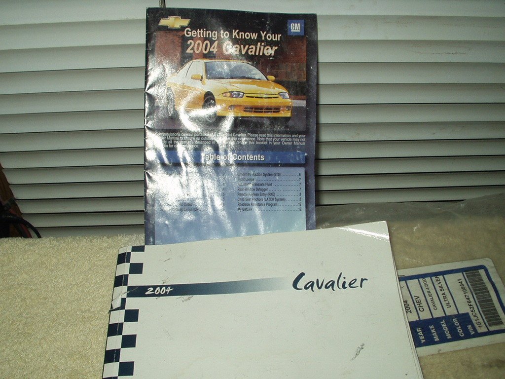 2004 04 gm chevrolet cavalier owners manual with getting to know your guide
