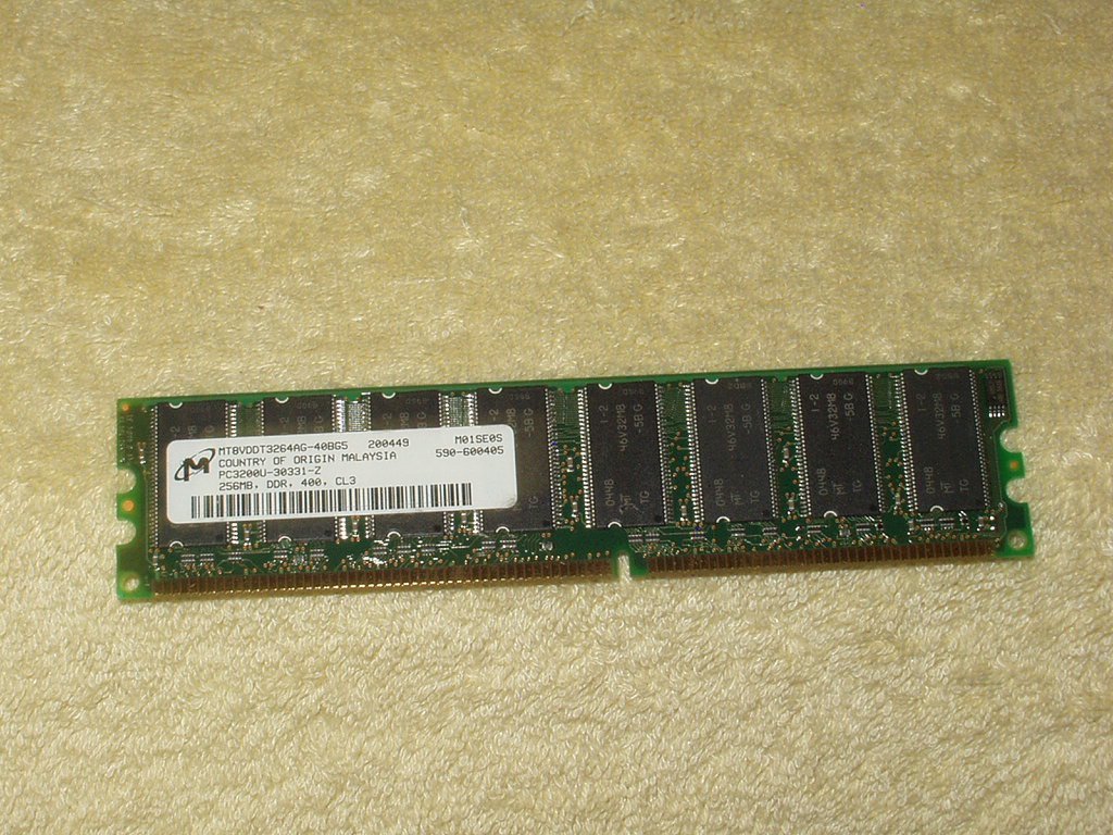 computer memory ram 256 mb ddr 400 cl3 1 only mt8vddt3264ag-40bg5