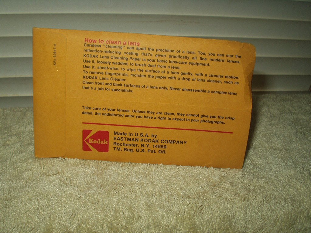 KODAK LENSE CLEANING PAPER PACK OF 50 5" SHEETS