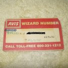 avis rent a car wizard # card for collectors...rare vintage