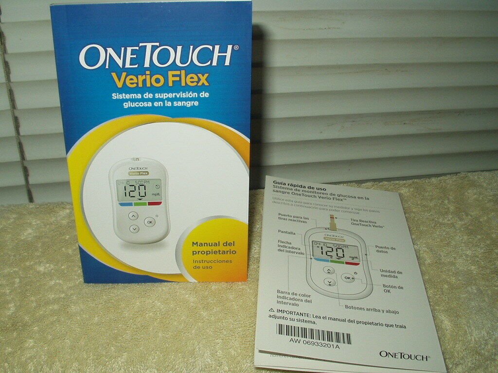 one touch verio flex meter "manual only" w/ guide insert in spanish