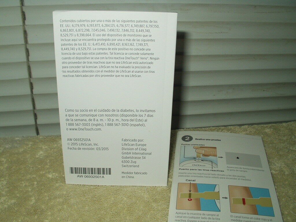 one touch verio flex meter "manual only" w/ guide insert in spanish