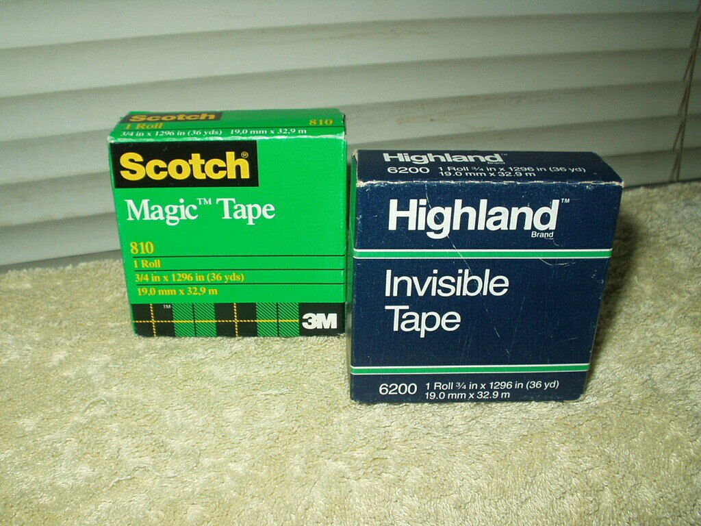 scotch #810 magic tape & highland #6200 roll tape both 3/4" x 36 yards lot of 2