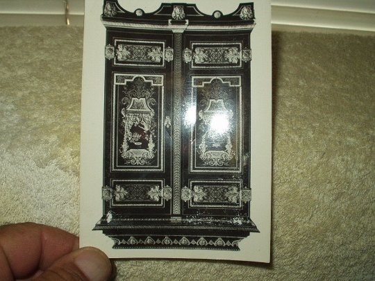 vintage wallace collection postcard f61 wardrobe a.c. boulle 1642-1732 black & white