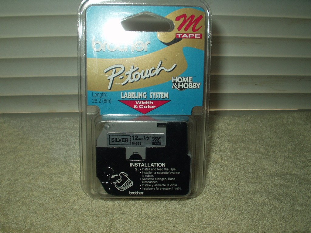brother p-touch m-931 sealed m tape 26.2' x 1/2" silver color pt-100, 110, 65, 85