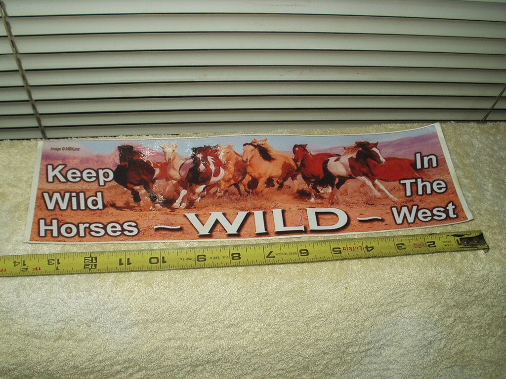 keep horses wild in the west full color vinyl sticker 13.5" w x 4" t