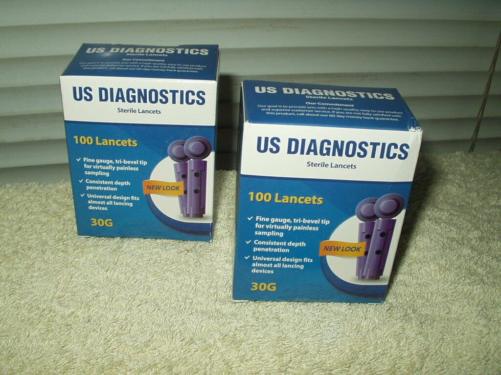 us diagnostics 30g universal lancets 2 boxes of 100 200 total exp 05/15/2023