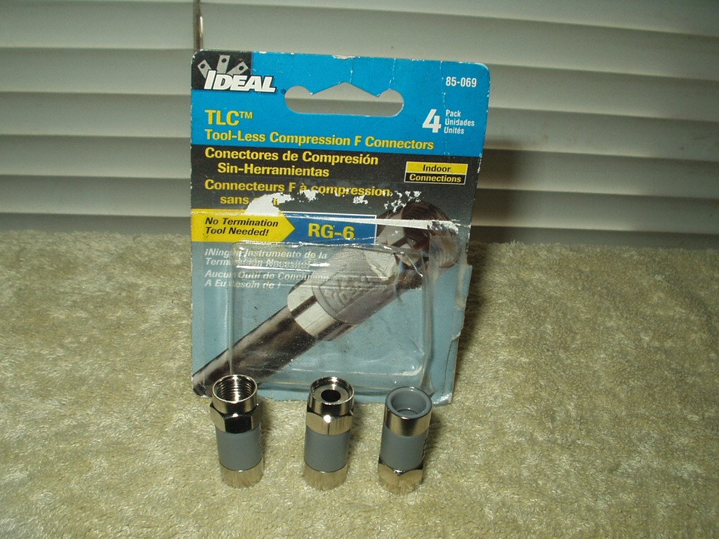 ideal # 85-069 tool-less compression f connectors for rg-6 cable 3 ea remaining