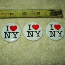 vtg i love ny new york pin set of 3 approx 1.4" round