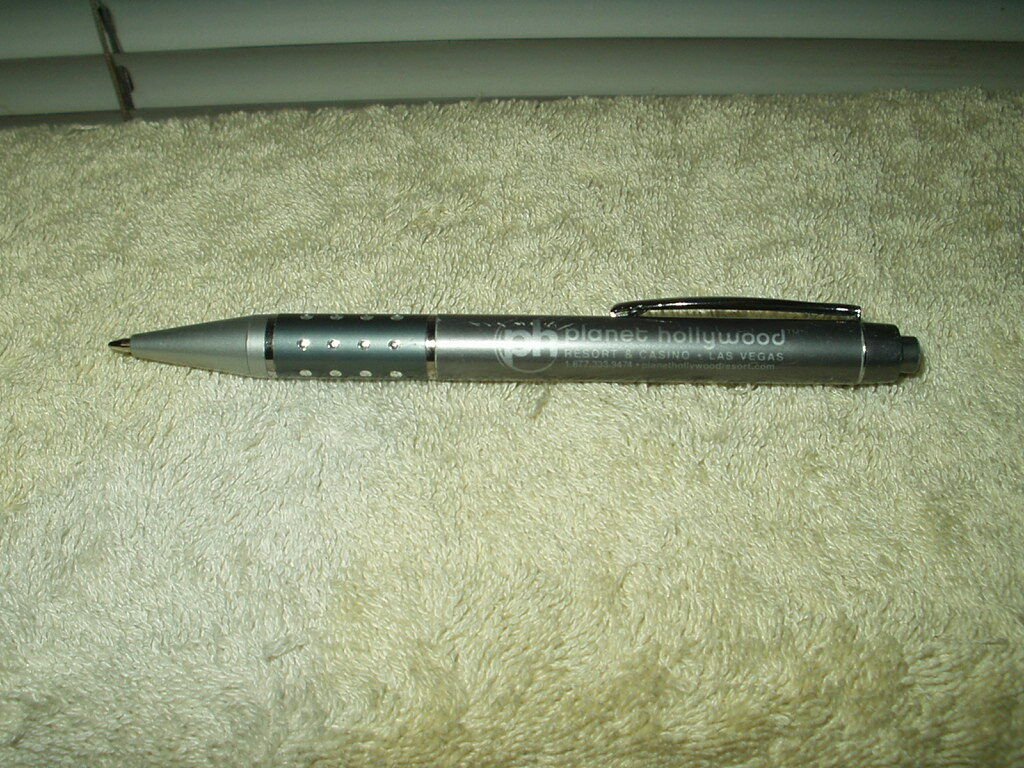 planet hollywood las vegas silver gray writing pen
