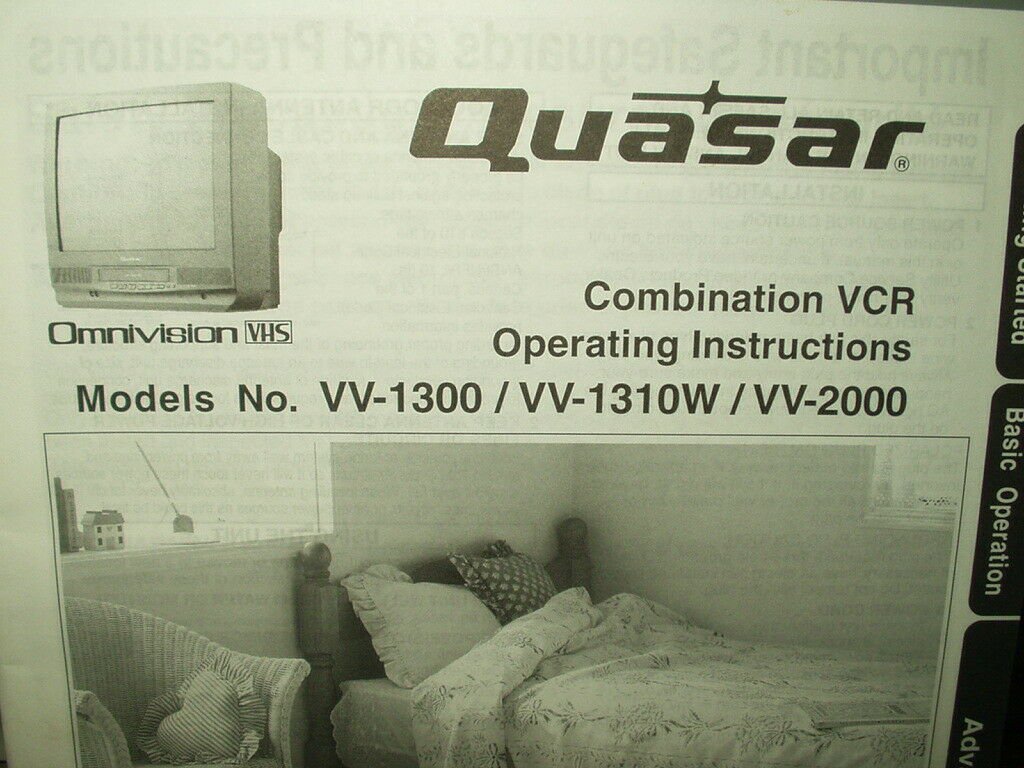 vtg quasar combination vcr tv owners manual from the 80's vv1300