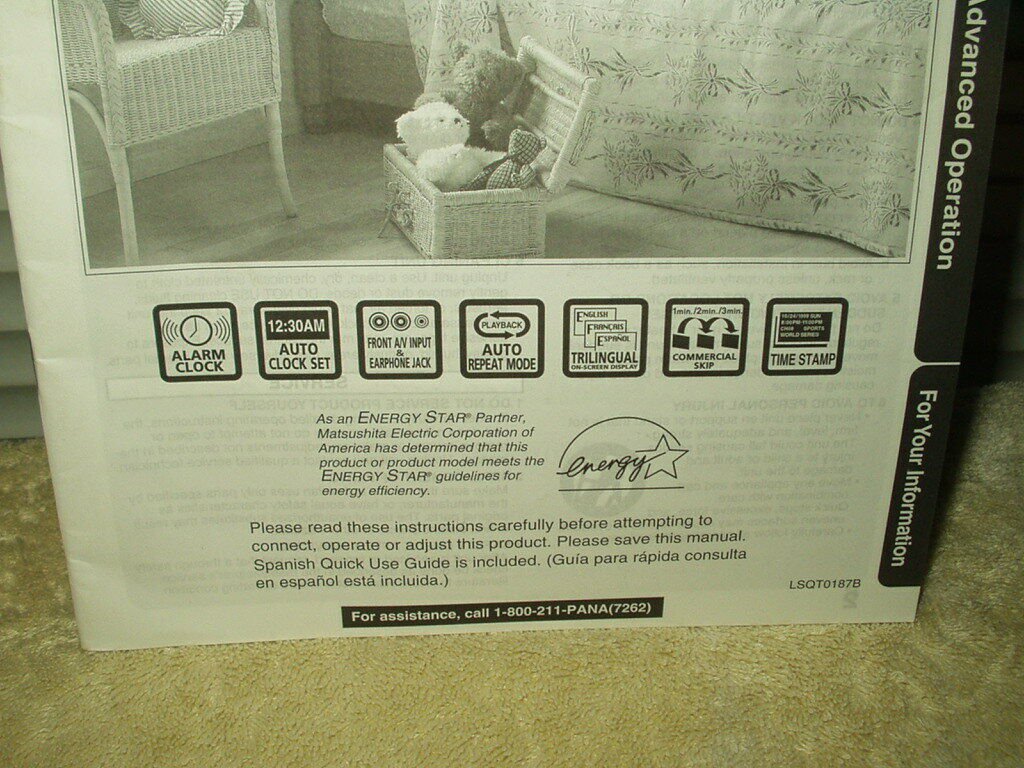 vtg quasar combination vcr tv owners manual from the 80's vv1300