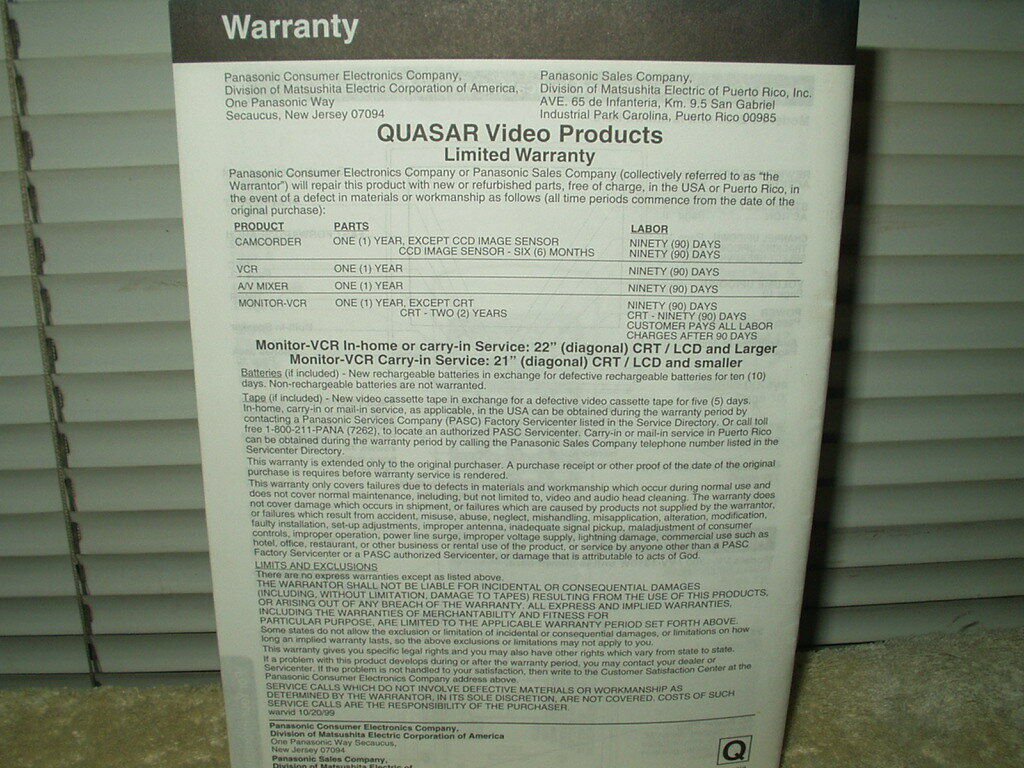 vtg quasar combination vcr tv owners manual from the 80's vv1300