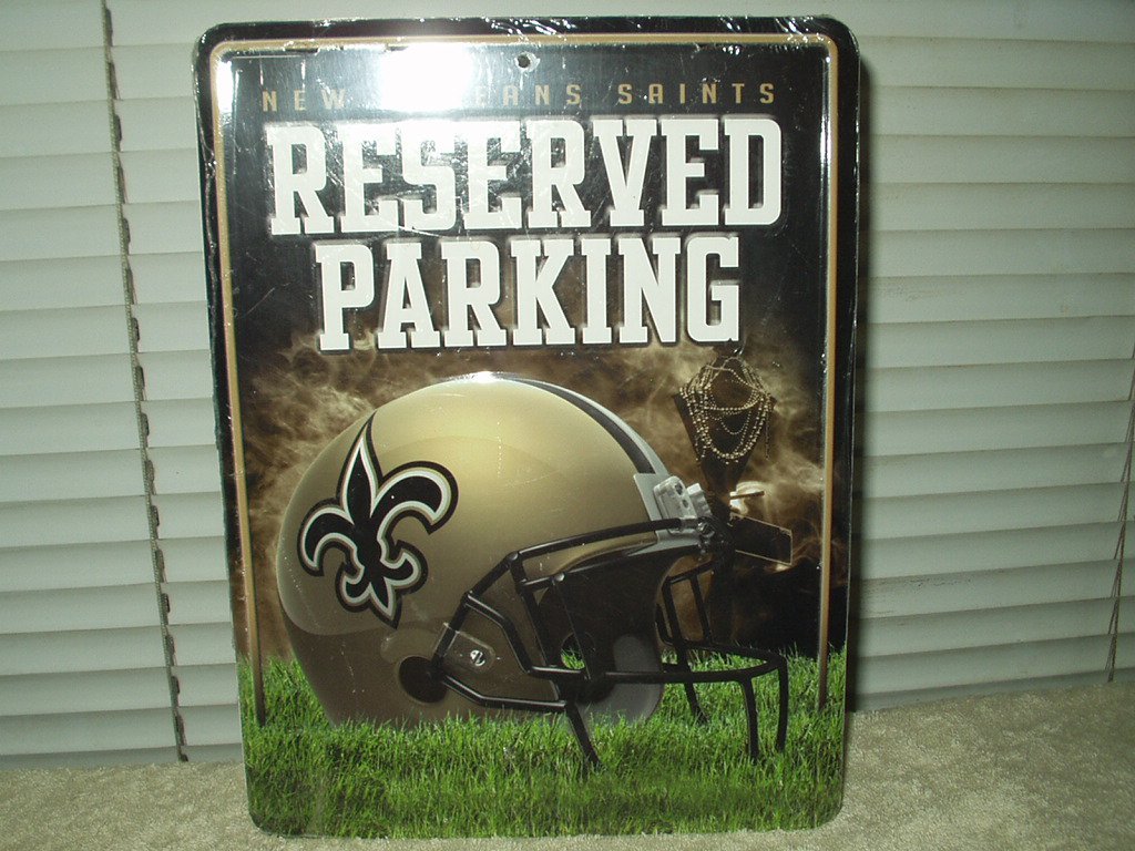 new orleans saints reserved parking sign novelty metal approx 11" x 8.5" rico industries