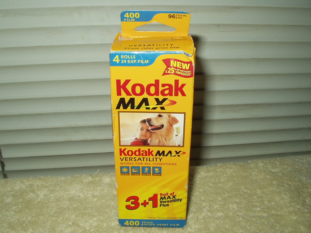 kodak max versatility iso 400 35mm color print film 3ea gc 135-24 & 1ea gt 135-24 iso 800