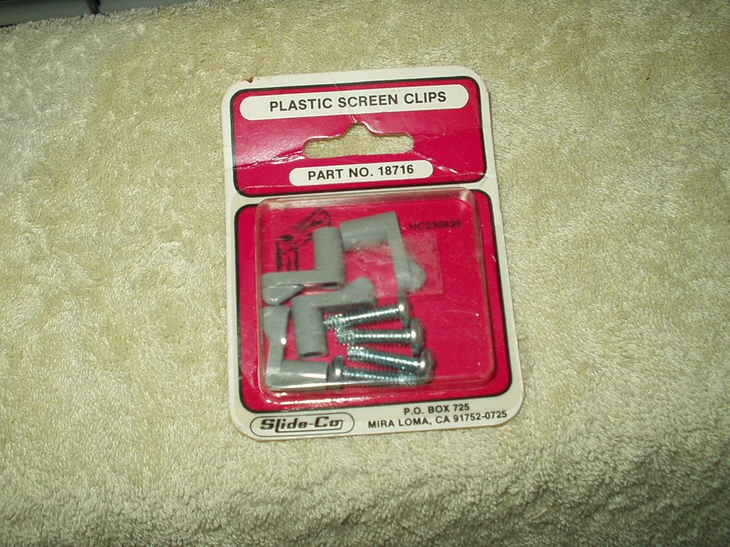 slide-co plastic screen mirror clips #18716 4 each w/ screws per box lot of 1
