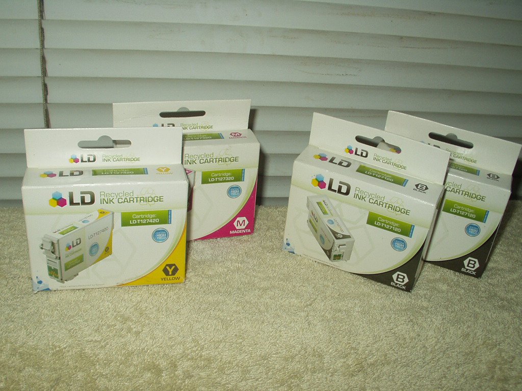 epson stylus workforce ld ink cartridges lot of 4 2 # ld-t127120 1 # ld-t127420 & 1 # ld-t127320