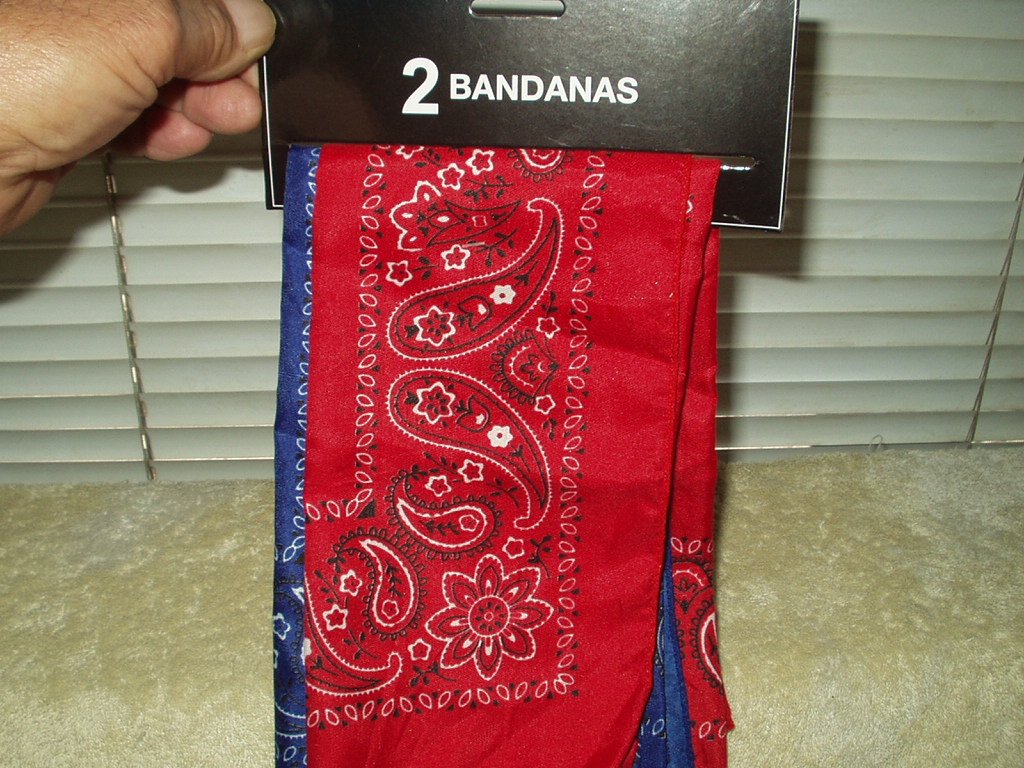 Blue & Red Paisley Bandana Headwraps Head Face Scarf 100% Polyester Set Of 2 #57044