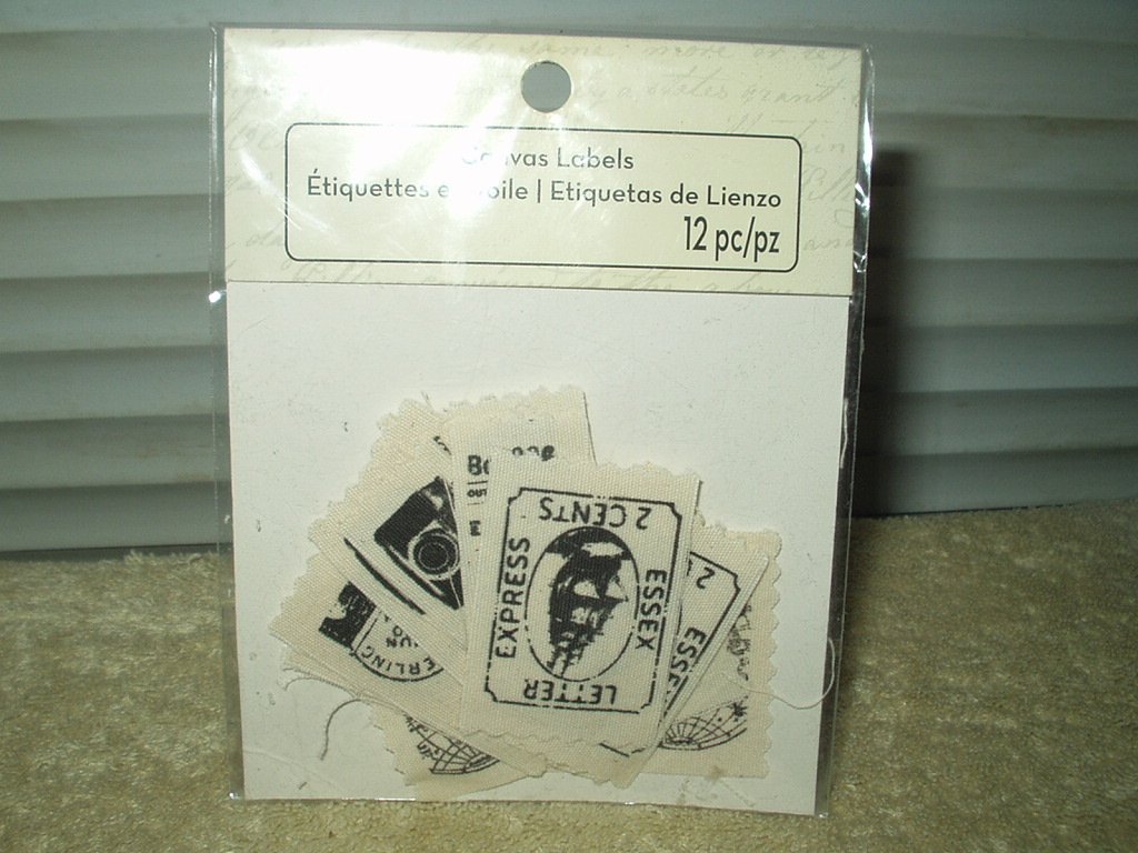 canvas labels natural threads pack of 12 ea sealed for arts & crafts