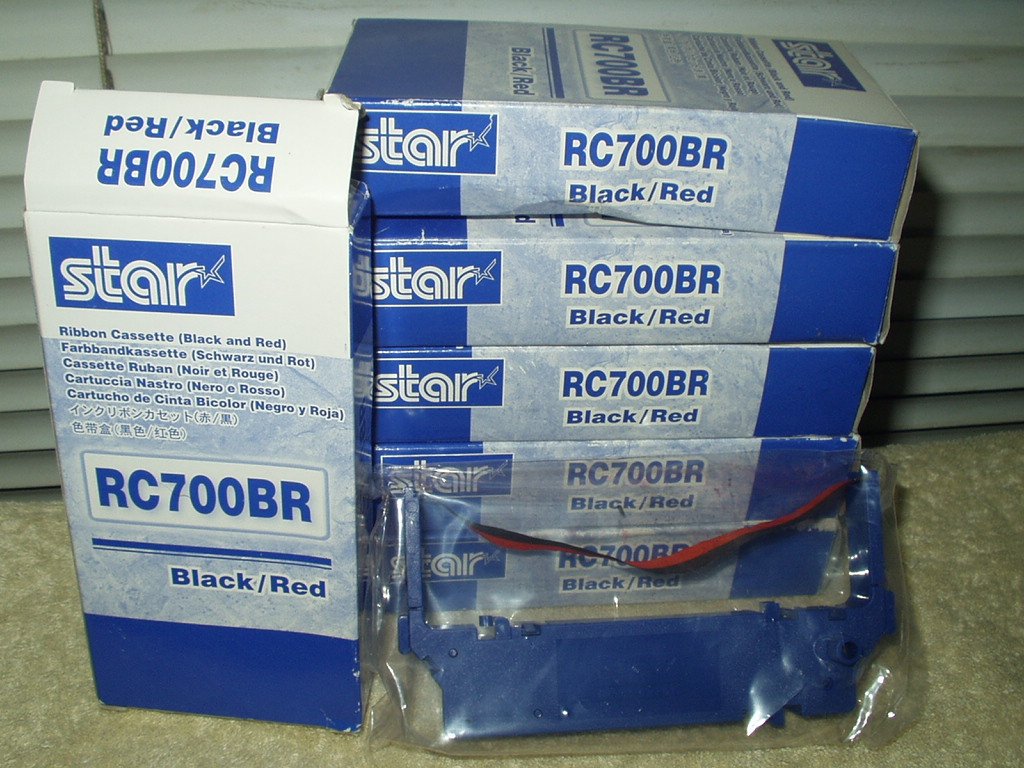 star rc700br black & red ribbon cassette all sealed in plastic 6 ea sp 700 series printers #30980721