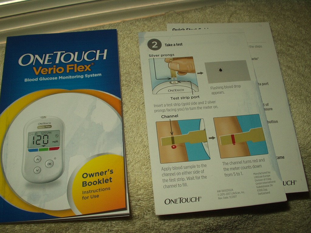 one touch verio flex meter "manual only" w/ guide insert in english