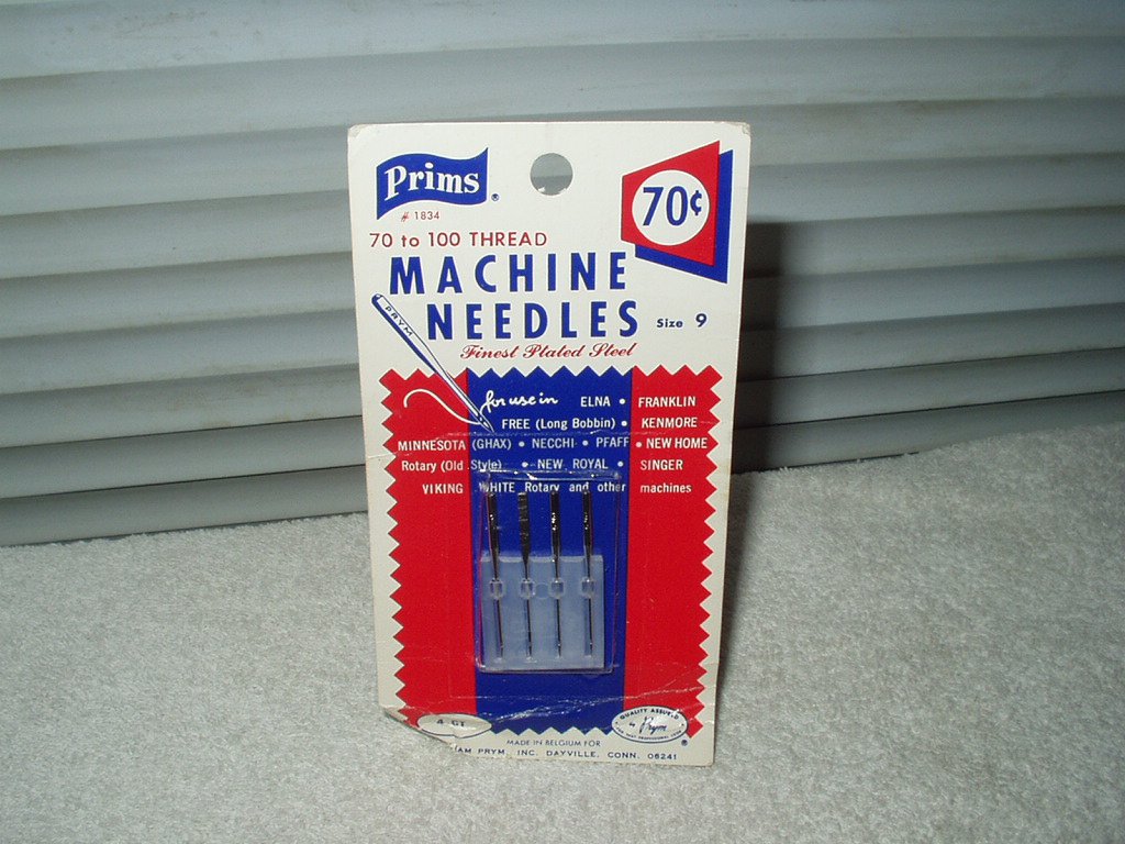 vtg prims # 1834 sewing machine needles set of 4 size 9 70 to 100 thread