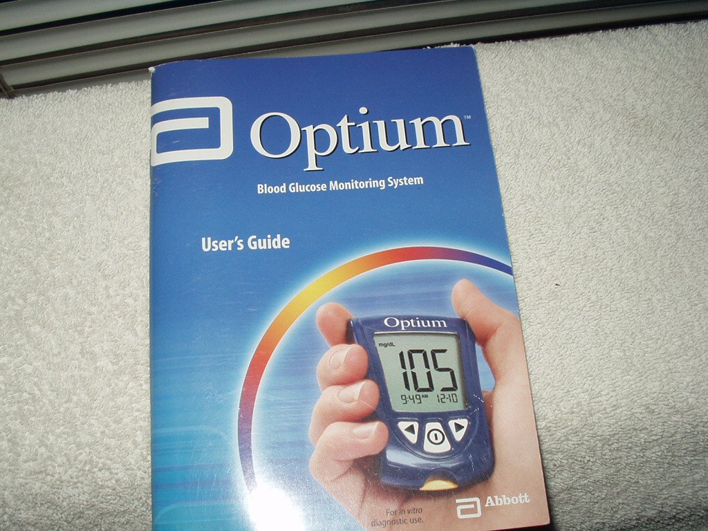 abbott optium blood glucose monitor / meter manual only in english