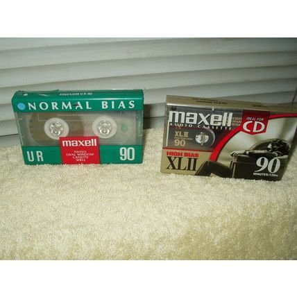 maxell XLII XL2 90 minute high bias blank cassette tape + ur normal bias 90 min tape lot of 2