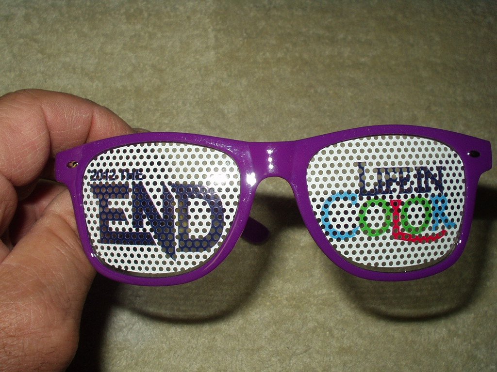 rare 2012 the end life in color glasses formerly dayglow
