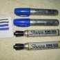 sharpie king size chisel tip markers 2 sanford black smelly & 2 new version blue.....lot of 4 used