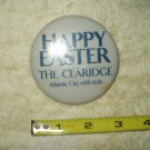 the claridge hotel happy easter pin button 2.9" round atlantic city with style from the 80's