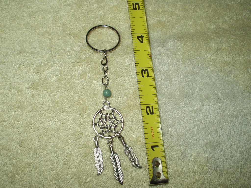 native american dream catcher indian feathers keychain keyring silver colored