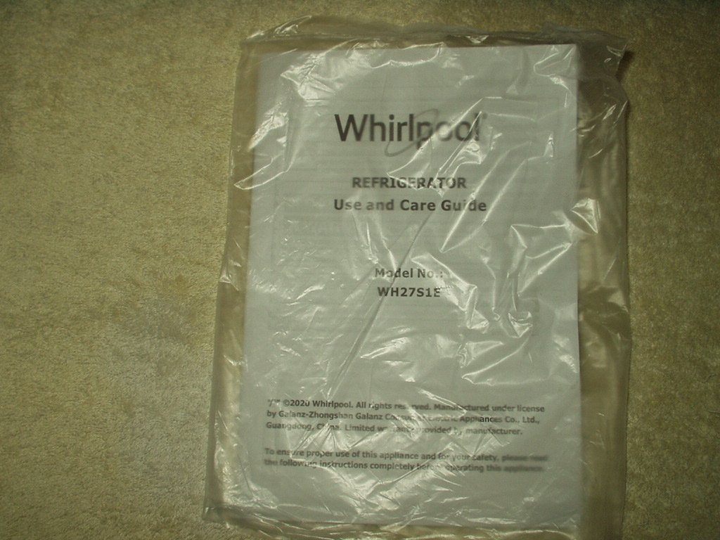 whirlpool refrigerator use and care guide manual model # WH27S1E