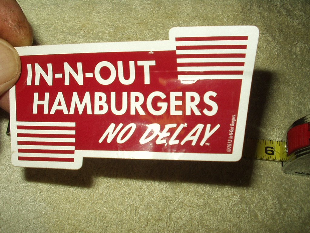 innout hamburgers no delay bumper / window sticker
